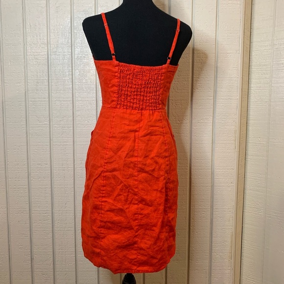 Cynthia Rowley Red A-Line button front dress, size 4.   100% Linen - Picture 4 of 7